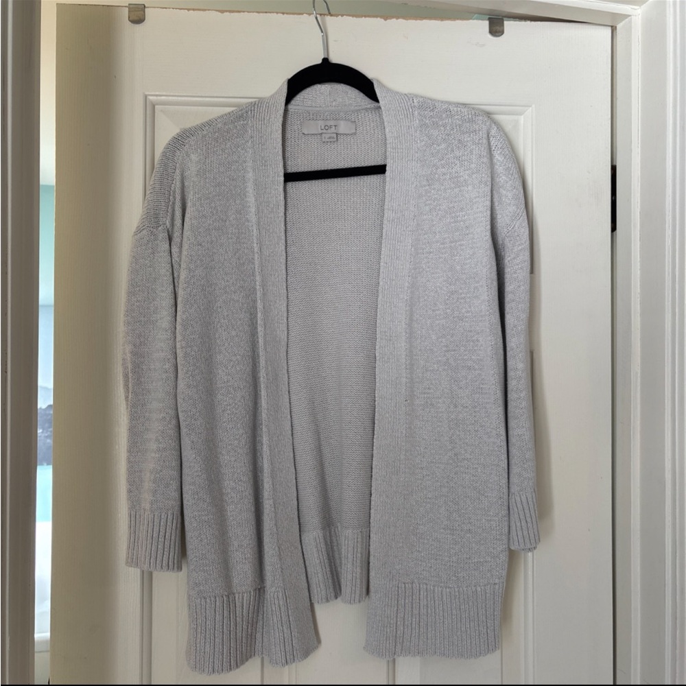 LOFT Women's Cream Open Cardigan